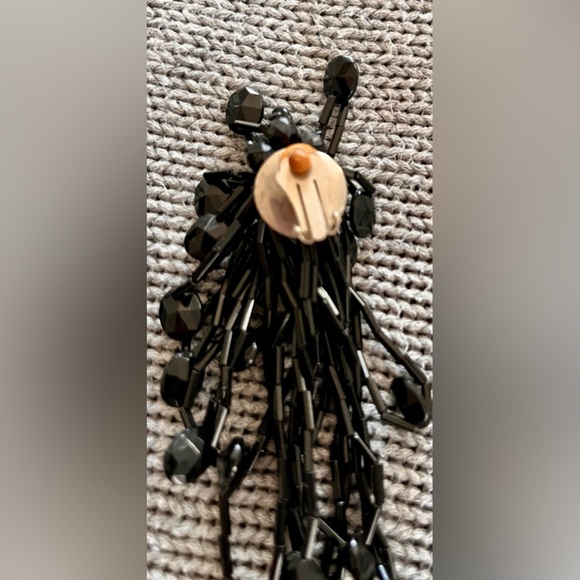 Black Earrings Beaded Popover Necklace Witchy Retro Goth Spider 80s Mobwife VTG - Picture 11 of 16